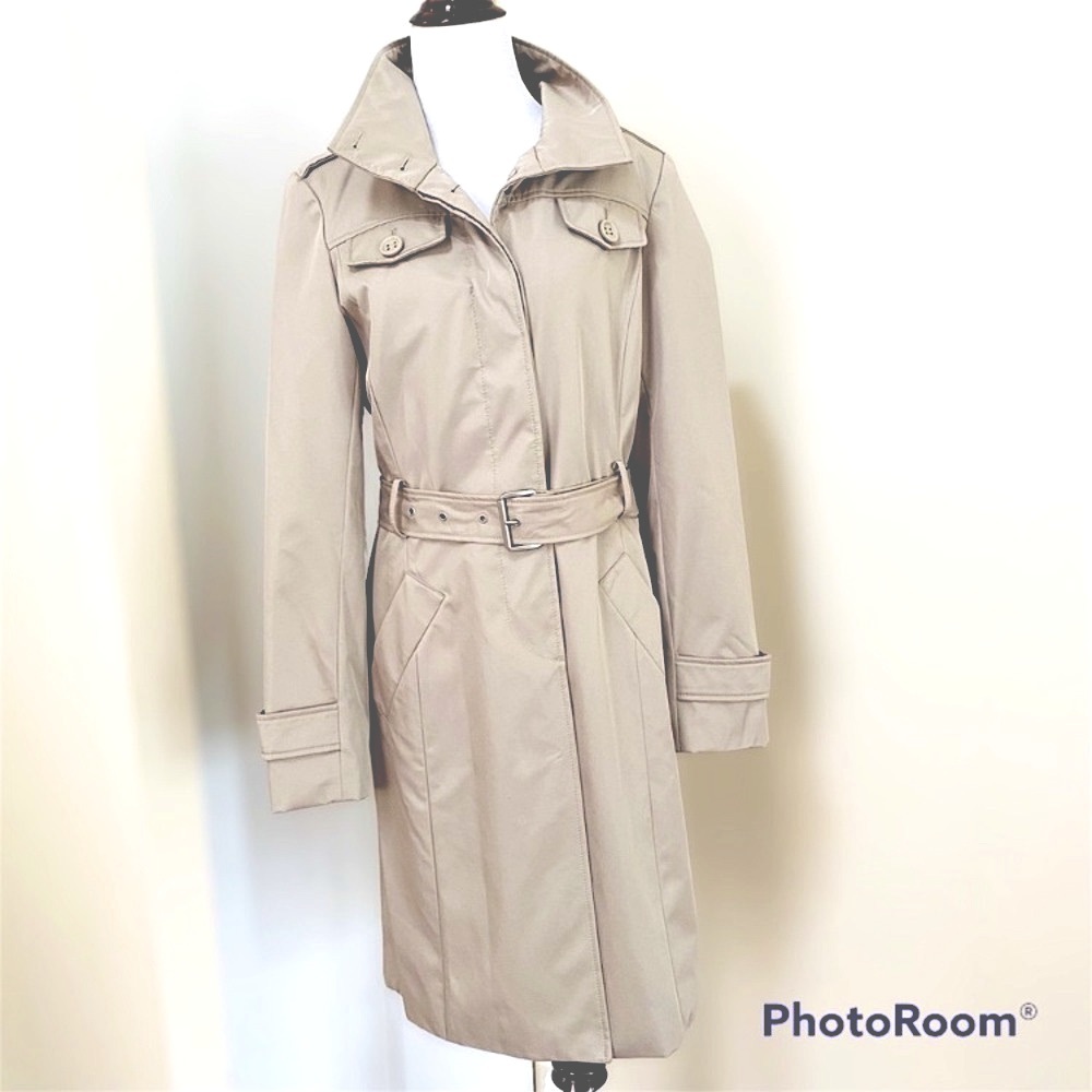 KENNETH COLE REACTION TRENCH COAT LIGHTWEIGHT MEDIUM TAUPE KHAKI TAN SPRING FALL